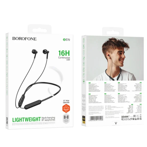 Borofone Bluetooth Ακουστικά με Καλώδιο Λαιμού BE70 Black - Image 4