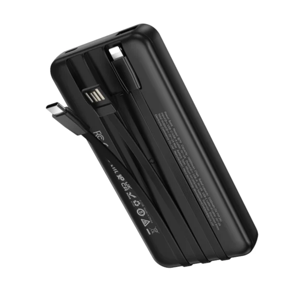 Borofone PowerBank 10.000mAh Usb-A με Καλώδιο USB, USB-C, Lightning BJ79 Clever Black - Image 3