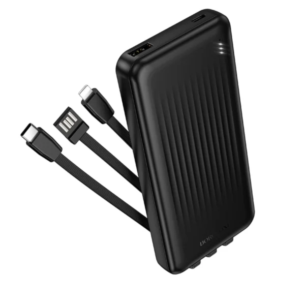Borofone PowerBank 10.000mAh Usb-A με Καλώδιο USB, USB-C, Lightning BJ79 Clever Black - Image 4