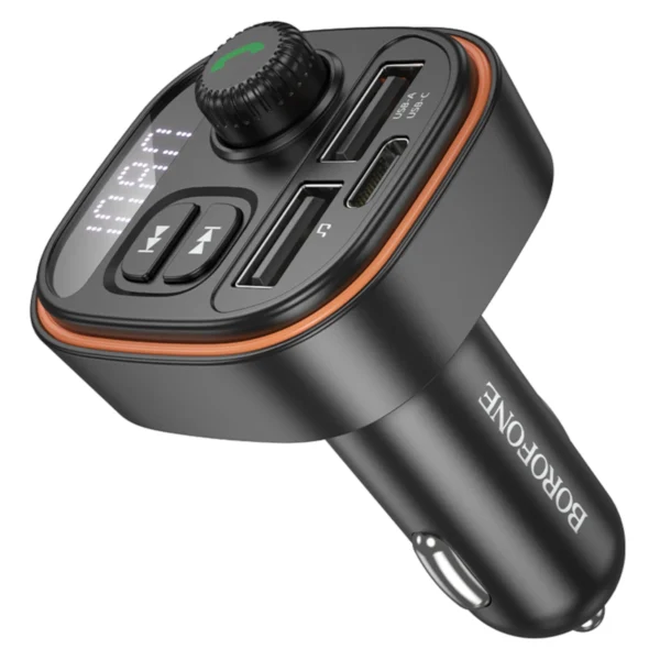 Borofone FM Transmitter,Φορτιστής Αυτοκινήτου,Bluetooth 2xUSB,1xUSB-C 15W BC59 Black - Image 2