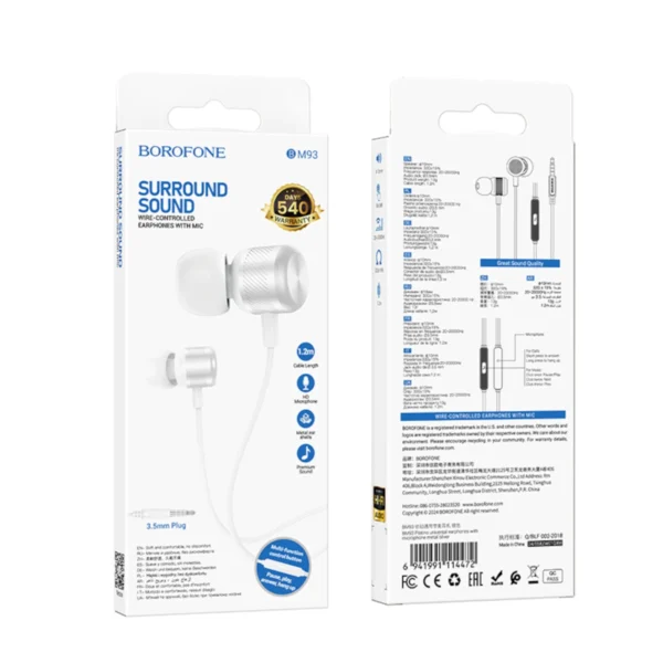 Borofone Ακουστικά με καλώδιο Jack 3.5mm White BM93 - Image 3