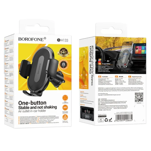 Borofone Βάση Αυτοκινήτου Αεραγωγού με Αγκιστρα BH133 Black - Image 5