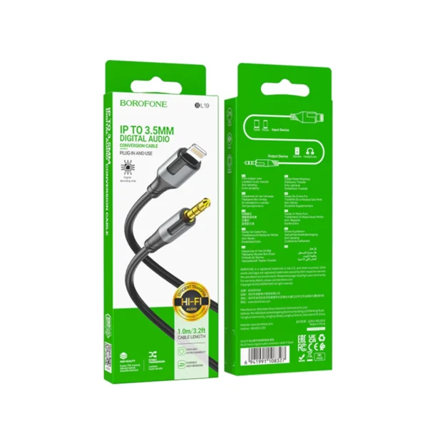 Borofone Καλώδιο ήχου Lightning to Jack Male 3.5mm 1m Black BL19 - Image 4