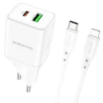 Borofone Φορτιστής USB-C & USB-A με Καλώδιο Type-C to Lightning 1m 20W BN7 White