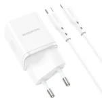 Borofone Φορτιστής USB-C & USB-A με Καλώδιο Type-C to Lightning 1m 20W BN7 White - Image 4