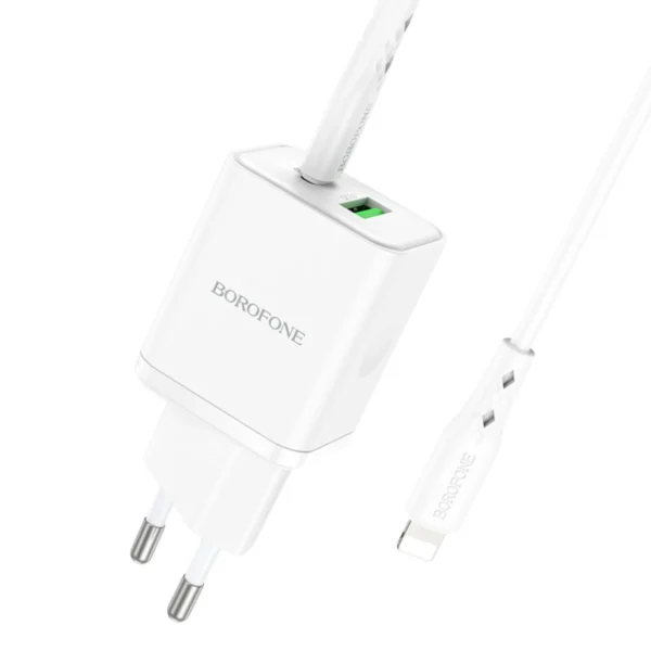 Borofone Φορτιστής USB-C & USB-A με Καλώδιο Type-C to Lightning 1m 20W BN7 White - Image 6