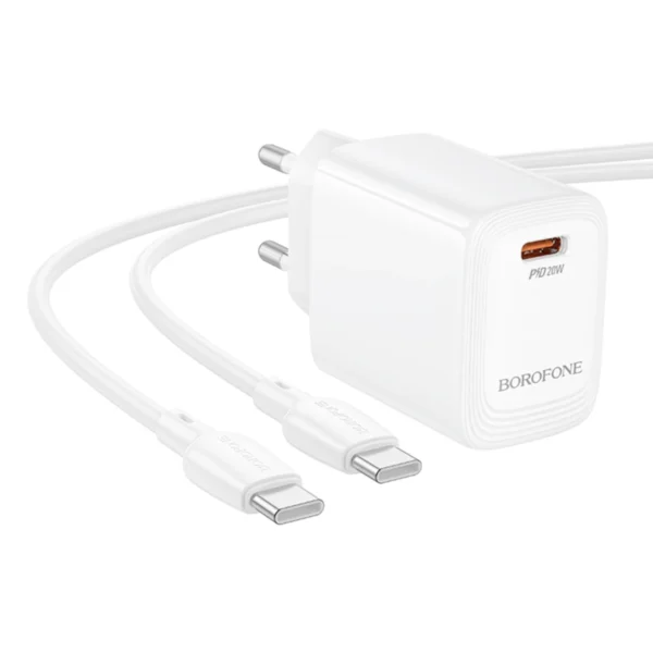 Borofone Φορτιστής USB-C Gan με Καλώδιο Type-C to Type-C 1m 20W BN26 White - Image 4