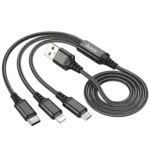 Hoco Καλώδιο 3in1 USB to Micro USB, USB-C, Lightning 1m 2A X76 Black