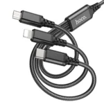 Hoco Καλώδιο 3in1 USB to Micro USB, USB-C, Lightning 1m 2A X76 Black - Image 3