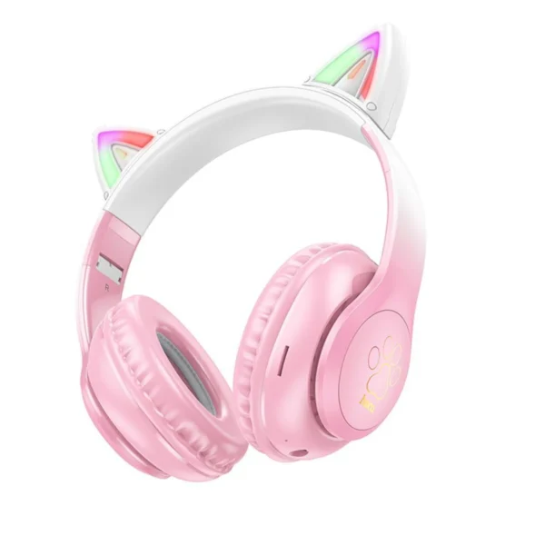 Hoco Cat Ear Ακουστικά HeadPhones με Bluetooth και Καλώδιο 3.5mm W42 Pink - Image 4