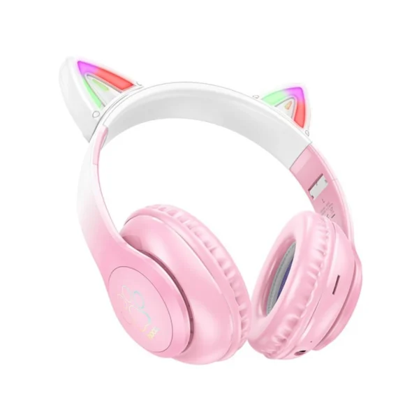 Hoco Cat Ear Ακουστικά HeadPhones με Bluetooth και Καλώδιο 3.5mm W42 Pink - Image 2