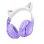 Hoco Cat Ear Ακουστικά HeadPhones με Bluetooth και Καλώδιο 3.5mm W42 Purple