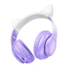 Hoco Cat Ear Ακουστικά HeadPhones με Bluetooth και Καλώδιο 3.5mm W42 Purple - Image 2