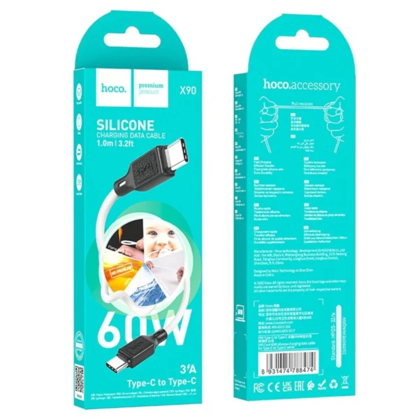 Hoco Καλώδιο USB-C to USB-C 1m 60W X90 White - Image 3