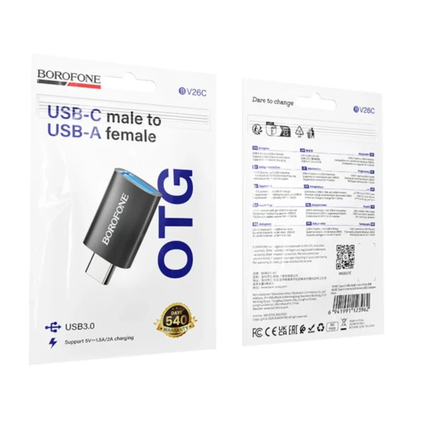 Αντάπτορας Borofone BV26C USB-C σε USB 3.0 με Λειτουργία OTG και Δυνατότητα Φόρτισης 5V / 2A Black - Image 6