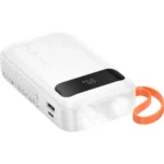 Hoco PowerBank 10.000mAh USB με Καλώδιο USB, USB-C, Lightning και Φακό J151 White - Image 2