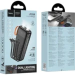 Hoco PowerBank 20.000mAh USB με Καλώδιο USB, USB-C, Lightning και Φακό J151A Black