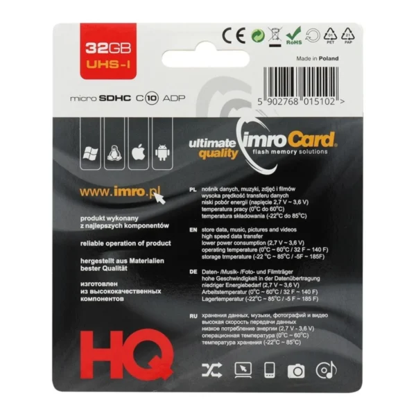 Imro MicroSD Card Class10 UHS1 32GB - Image 2