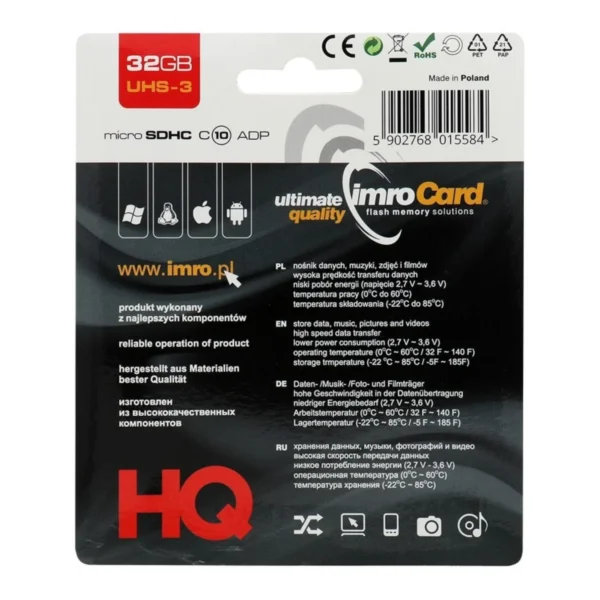 Imro MicroSD Card Class10 UHS3 32GB - Image 2