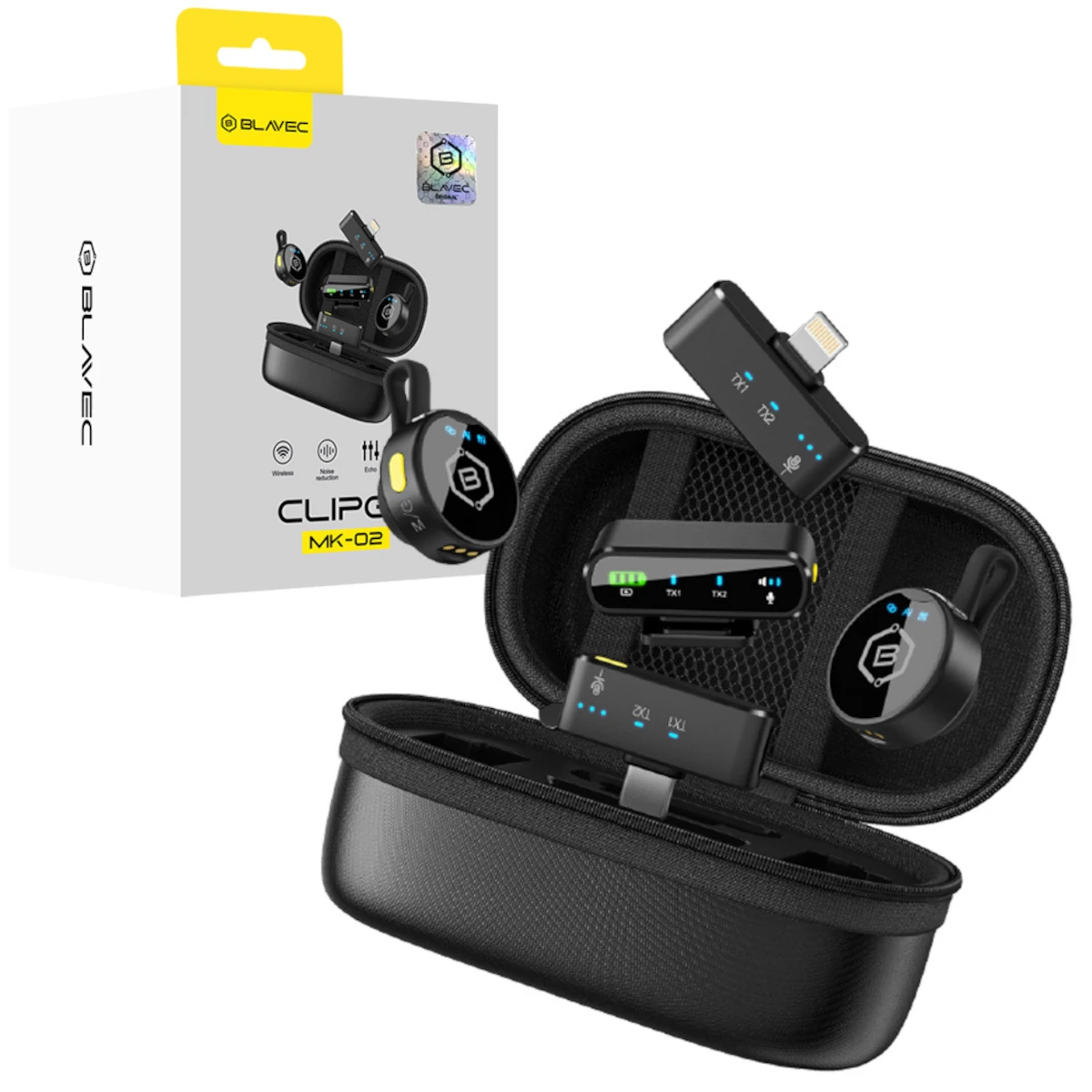 Blavec Lavalier 2x Ασύρματα Μικρόφωνα Kινητού USB-C, Lightning MK-02 ClipGo Compo Black 0 Blavec Lavalier 2x Ασύρματα Μικρόφωνα Kινητού USB-C, Lightning MK-02 ClipGo Compo Black - Image 1