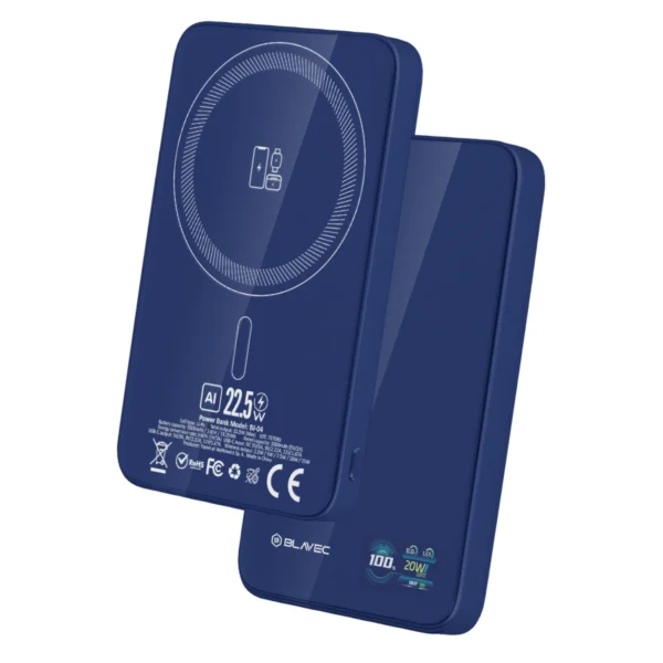 Blavec PowerBank Magsafe 5.000mAh Ultra Slim 3 in 1 USB-C 22,5W BJ-04 Navy - Image 2