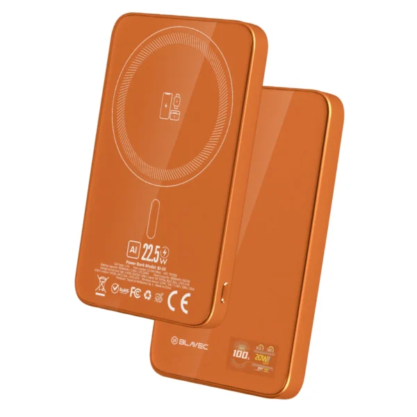 Blavec PowerBank Magsafe 5.000mAh Ultra Slim 3 in 1 USB-C 22,5W BJ-04 Orange - Image 3