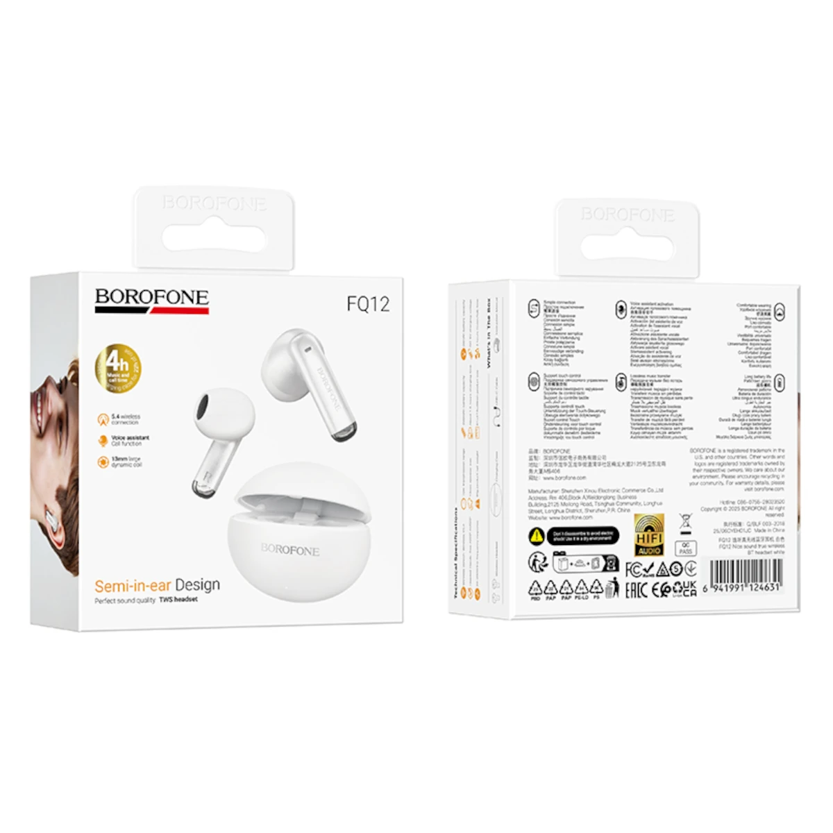 Borofone Bluetooth Ακουστικά FQ12 Nice White 0 Borofone Bluetooth Ακουστικά FQ12 Nice White - Image 1