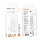Borofone PowerBank 10.000mAh Usb-A με Καλώδιο USB, USB-C, Lightning BJ79 Clever White