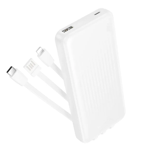 Borofone PowerBank 10.000mAh Usb-A με Καλώδιο USB, USB-C, Lightning BJ79 Clever White - Image 2