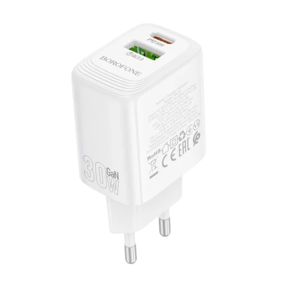 Borofone Φορτιστής USB/USB-C 30W BN29 Fuente White - Image 2