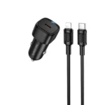 Borofone Φορτιστής Αυτοκινήτου USB-C 20W με Καλώδιο USB to Lightning BZ34A Cloud Black - Image 2