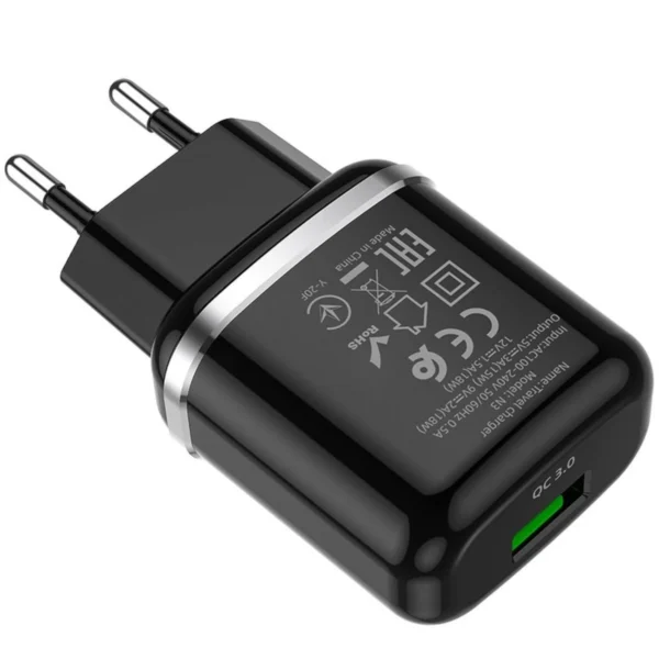 Hoco Φορτιστής USB 18W QC3.0 3A N3 Black - Image 2
